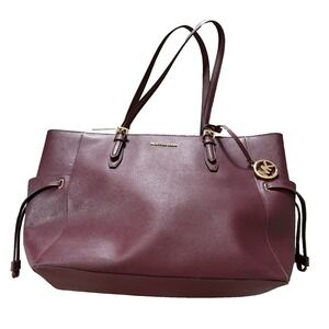 Michael Kors Large Tote Bag Burgundy Saffiano Leather Shoulder Bag Gilly Travel